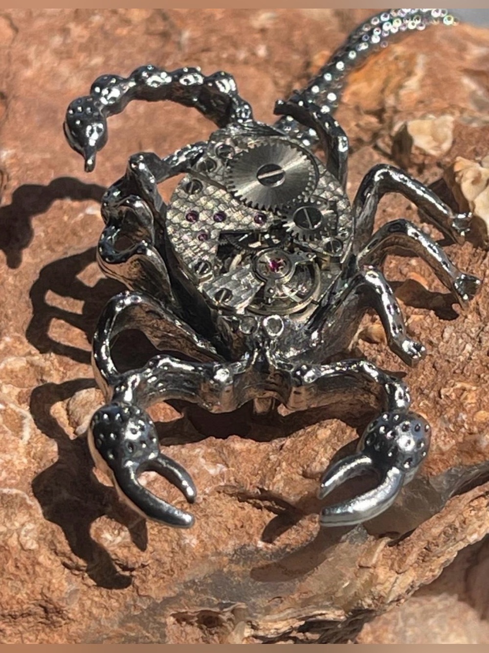 Steampunk Vintage Gears & Jewels Scorpion Pendant